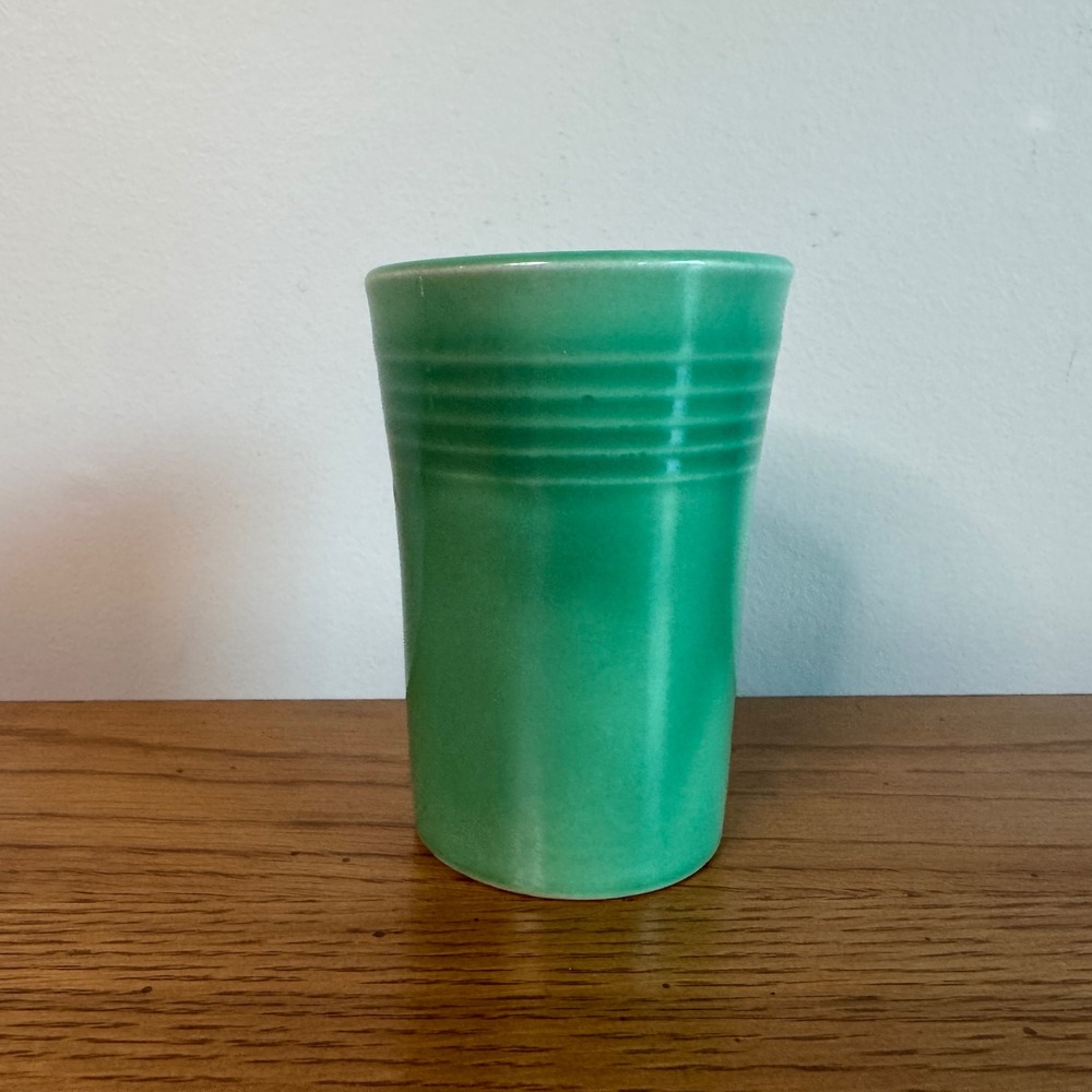 Vintage Fiesta Juice Tumbler Cup Light Green Ribbed 4.5"